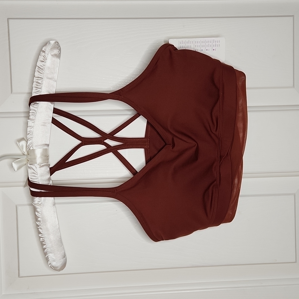 𝅺all in Motion Stretch Light Support Micro-Mesh Bra Russet Brown Size M